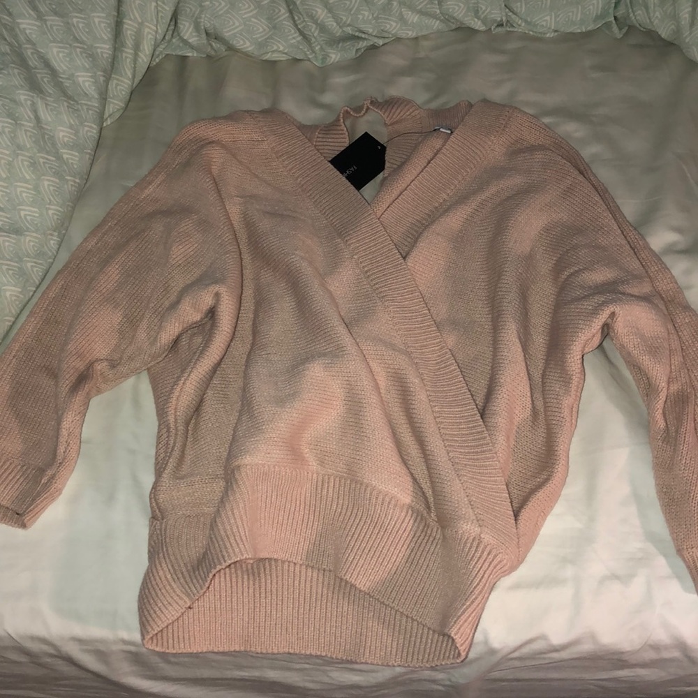 Taupe Open Back Sweater